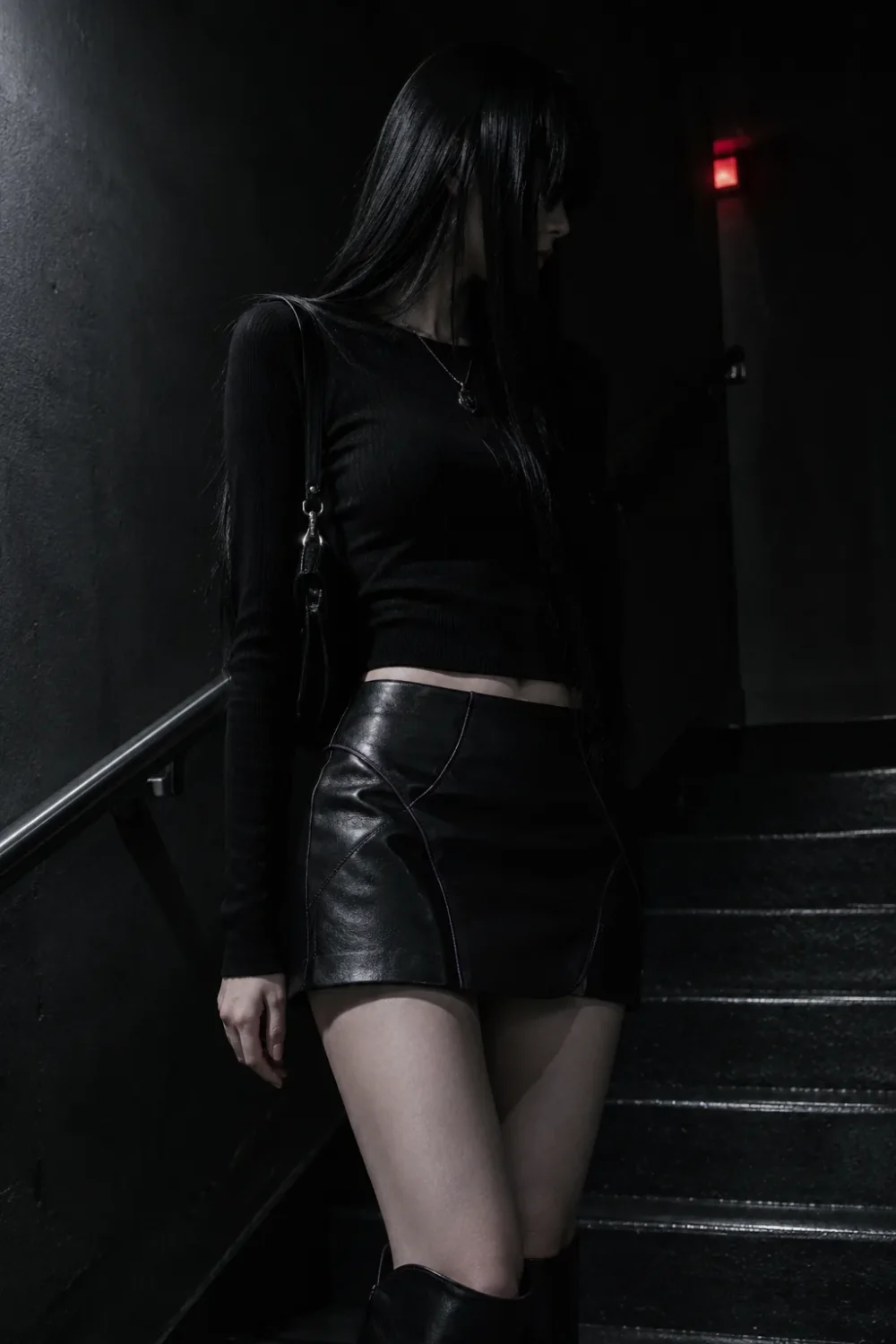 Kerb Faux Leather Panelled Skirt