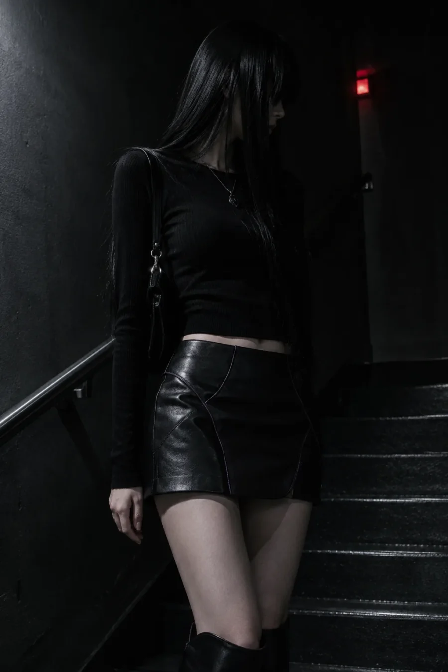Kerb Faux Leather Panelled Skirt — main product view