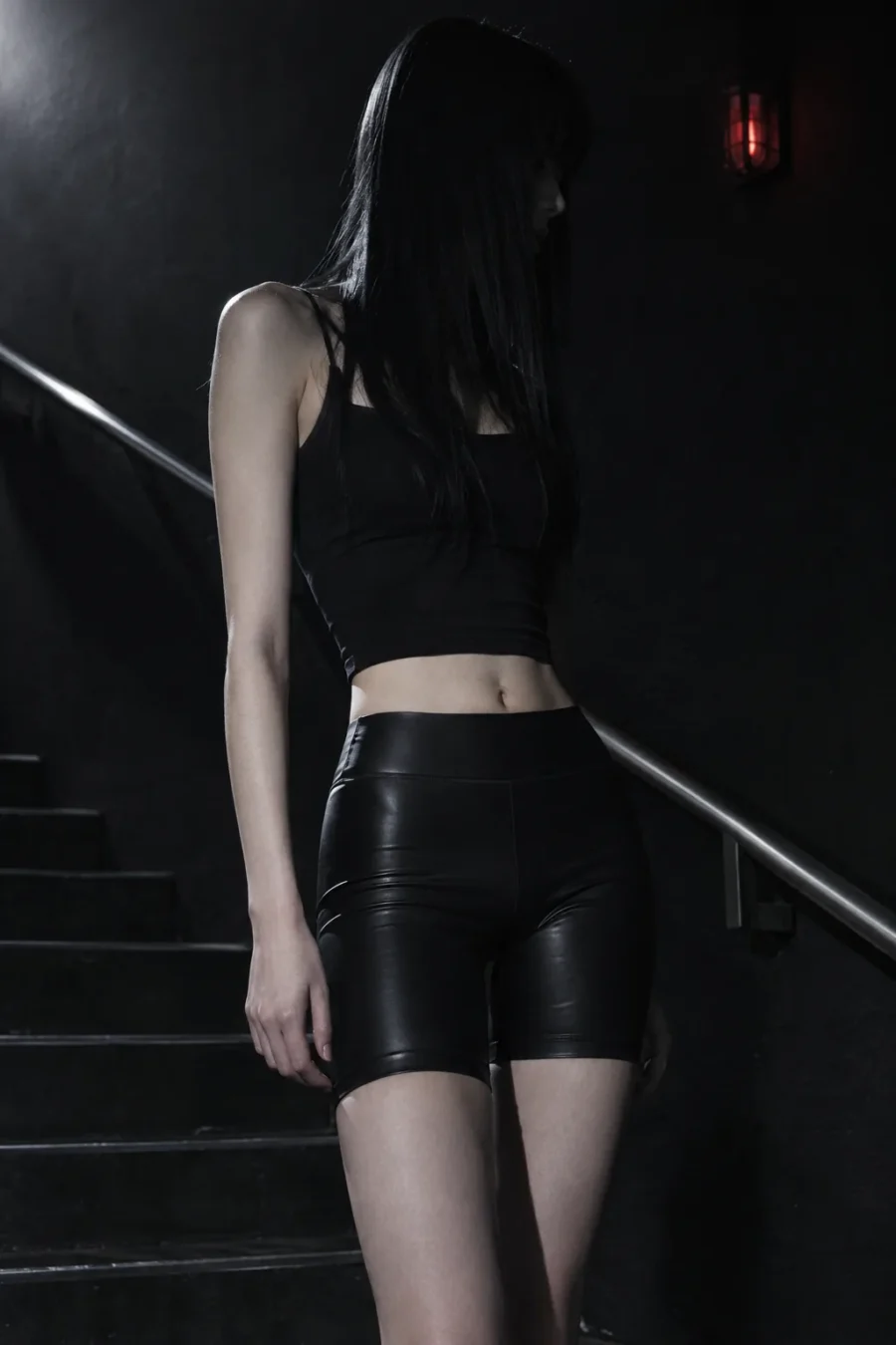 Endstop Faux Leather Cycling Shorts — main product view